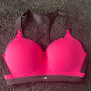 Victoria Secret VSX hot pink & black sports bra size 36D
